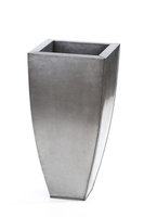 Dekotopf: Metallsäule bauchig silber